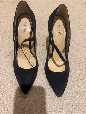 MICHAEL Michael Kors Black Suede Pointed Mary Jane Pumps